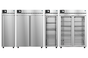 A lineup of Hoshizaki medical refrigerators and freezers used for temperature-sensitive storage in a healthcare facility